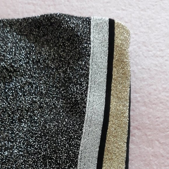 Victoria's Secret Pink Strapless Tube Top Metallic Black/Silver, Sz. L - Picture 4 of 12